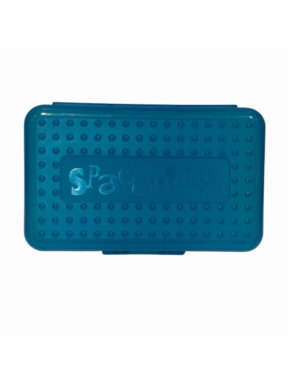 Spacemaker Vintage 90s Pencil Box Case Teal and Clear Made in the USA Nostalgic
